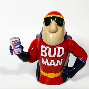 Vintage collectible 93 Bud Man Beer Stein, Rare Mint by Ceramante Brazil